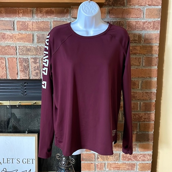 Victoria's Secret Maroon Long Sleeve Mesh Back Shirt - Picture 1 of 5